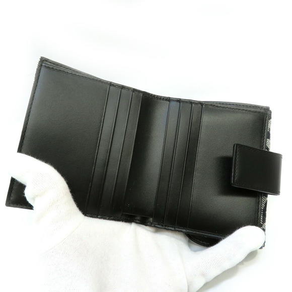 Christian Dior Double Hook Wallet Saddle Trotter Black Compact - Picture 7 of 8